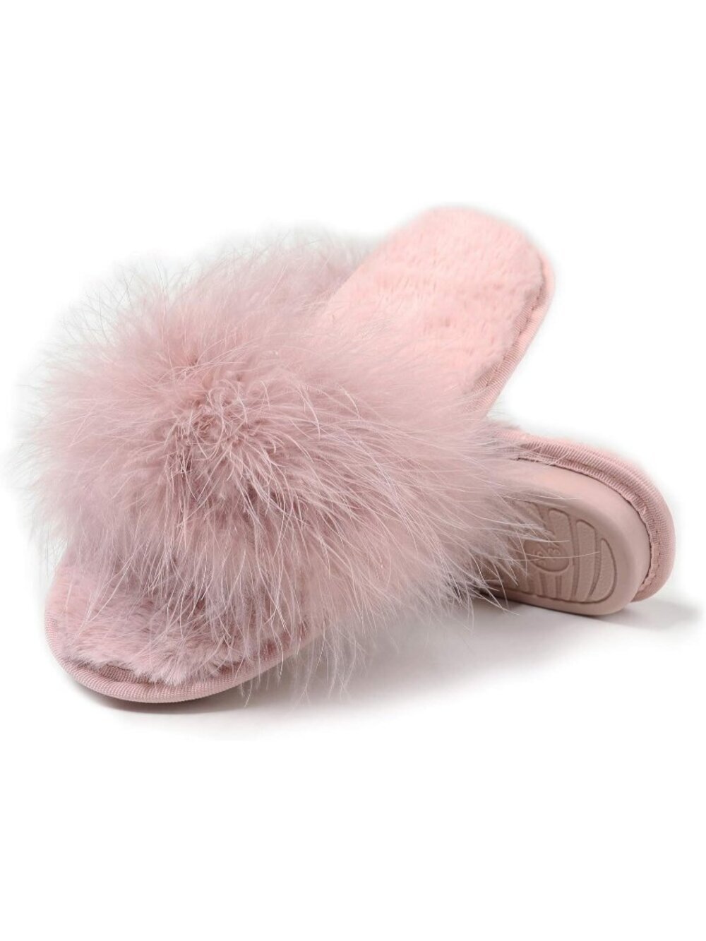 Women's Pink Furry Fuzzy Memory Foam Fluffy House Open Toe Soft Slipper Shoes